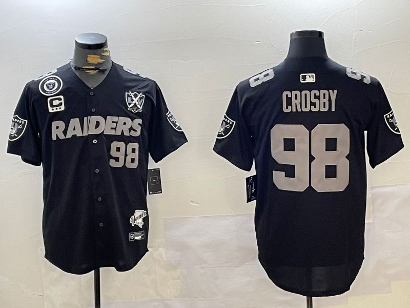 Men Oakland Raiders 98 Crosby Black five generations 2024 Nike Limited NFL Jersey style 1